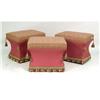 Image 1 : THREE RED COTTON PAISLEY UPHOLSTERED STOOLS