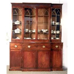 A GEORGE III MAHOGANY BREAKFRONT BOOKCASE