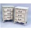 Image 1 : A PAIR OF FRENCH PROVINCIAL STYLE WHITE-PAINTED MARBLE TOP BEDSIDE COMMODES