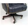 Image 3 : A BLUE LEATHERETTE SWIVELING CLUB CHAIR