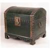 Image 1 : A GREEN-LEATHER AND BRASS TACK-MOUNTED DOME TOP CHEST