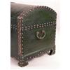 Image 2 : A GREEN-LEATHER AND BRASS TACK-MOUNTED DOME TOP CHEST