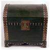 Image 3 : A GREEN-LEATHER AND BRASS TACK-MOUNTED DOME TOP CHEST