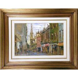 A FRAMED OIL ON CANVAS