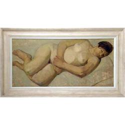 A FRAMED OIL ON BOARD