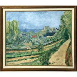 A FRAMED OIL ON CANVAS