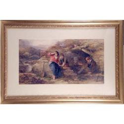 A FRAMED POLYCHROME PRINT