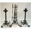Image 1 : A SET OF BAROQUE STYLE WROUGHT-IRON HEARTH EQUIPMENT