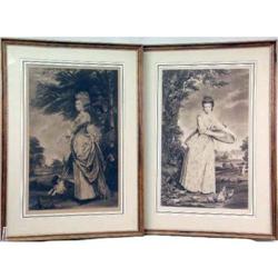 TWO FRAMED MEZZOTINTS