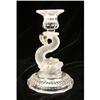 Image 2 : A PAIR OF NEOCLASSICAL STYLE FROSTED TO CLEAR GLASS DOLPHIN-FORM CANDLESTICKS