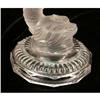 Image 4 : A PAIR OF NEOCLASSICAL STYLE FROSTED TO CLEAR GLASS DOLPHIN-FORM CANDLESTICKS