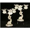 Image 1 : A PAIR OF NEOCLASSICAL STYLE FROSTED TO CLEAR GLASS AND BRASS DOLPHIN-FORM EPERGNES