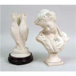 A PORCELAIN FIGURE OF CHIRPING BIRDS