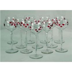 TWELVE COLORLESS GLASS WINE GOBLETS