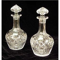 A PAIR OF WEB CRYSTAL COLORLESS GLASS DECANTERS