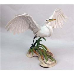 A BOEHM POLYCHROME-DECORATED PORCELAIN FIGURE OF "THE GREAT EGRET"
