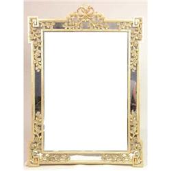 A NEOCLASSICAL-STYLE PARCEL-GILT AND VERDIGRIS LOOKING GLASS