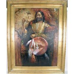 A FRAMED OIL ON CANVAS