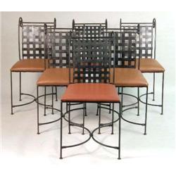 A SET OF SIX WROUGHT-IRON GARDEN CHAIRS