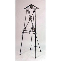 A CLASSICAL-THEMED WROUGHT IRON PAINTING OR DISPLAY EASEL