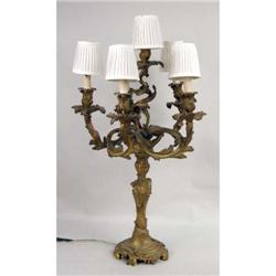 A GILDED-BRONZE LOUIS XV STYLE FIVE-LIGHT CANDELABRA