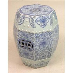 A PORCELAIN BLUE AND WHITE OCTAGONAL GARDEN SEAT