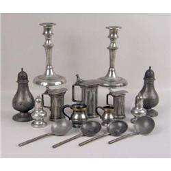A GROUP OF MISCELLANEOUS PEWTER TABLE ARTICLES