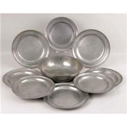 A HANDHAMMERED PEWTER BASIN