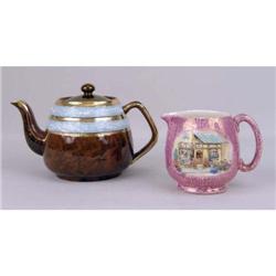 AN ARTHUR WOOD, ENGLAND COPPER LUSTREWARE TEAPOT