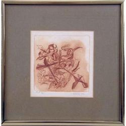 A FRAMED ABSTRACT ETCHING