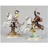 Image 1 : A PAIR OF CONTINENTAL PORCELAIN SOLDIERS ON HORSEBACK