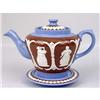 Image 1 : A HADLEY, ENGLAND HIGHLY GLAZED PORCELAIN TEAPOT WITH LID AND STAND
