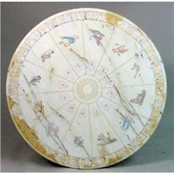 A CIRCULAR PAINTED AND INLAID MARBLE "ZODIAC" TABLE TOP