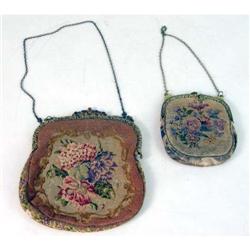 TWO PETIT POINT EVENING BAGS