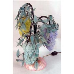 A VENETIAN STYLE THREE-ARM FROSTED GLASS "WISTERIA" TABLE LAMP
