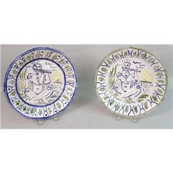 TWO PICASSO CERAMIC AND POLYCHROME-DECORATED PLATES