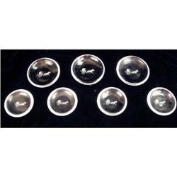 EIGHT STEUBEN COLORLESS GLASS COASTERS