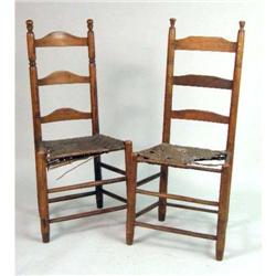 TWO COLONIAL-REVIVAL RUSH-SEAT LADDERBACK SIDE CHAIRS