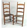 Image 1 : TWO COLONIAL-REVIVAL RUSH-SEAT LADDERBACK SIDE CHAIRS