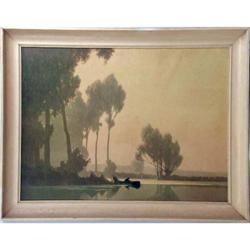 A FRAMED OIL ON BOARD