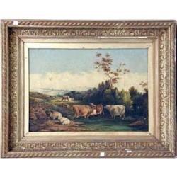 A FRAMED OIL ON CANVAS