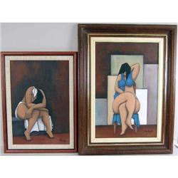 TWO FRAMED OILS ON CANVAS