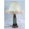 Image 1 : A CARVED GREEN HARDSTONE METAL MOUNTED LAMP