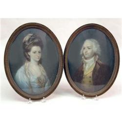 TWO OVAL FRAMED PASTELS