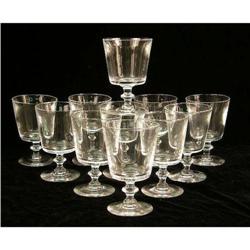 ELEVEN STEUBEN COLORLESS GLASS WATER GOBLETS