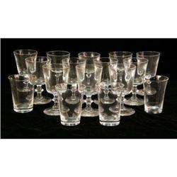 TWELVE STEUBEN COLORLESS GLASS WINE GLASSES