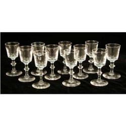 ELEVEN STEUBEN COLORLESS GLASS CORDIAL GLASSES