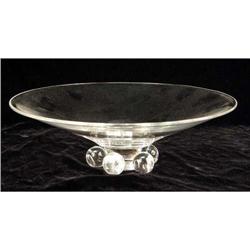 A STEUBEN COLORLESS GLASS FOOTED BOWL