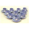 Image 1 : A GROUP OF BLUE WEDGEWOOD PORCELAIN DEMI-TASSE CUPS AND SAUCERS