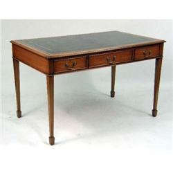 A GEORGE III STYLE GREEN LEATHER-TOPPED "PARTNER`S DESK"